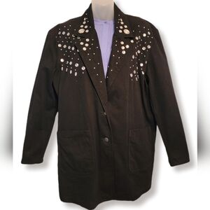Vintage 80s Denim Western Style Jewled Blazer
